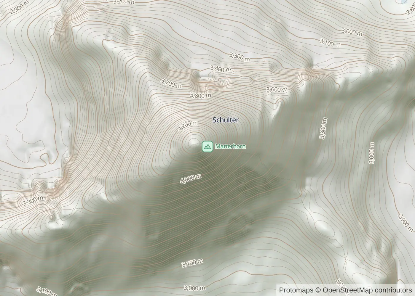 A contour map of the Matterhorn